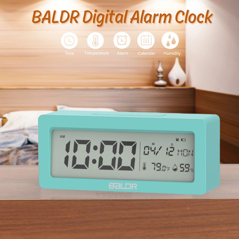 

Back-light Digital Alarm Clock Calendar Digital Cooking Timer Low Battery Indicator with Time Date Temperature Display Snooze