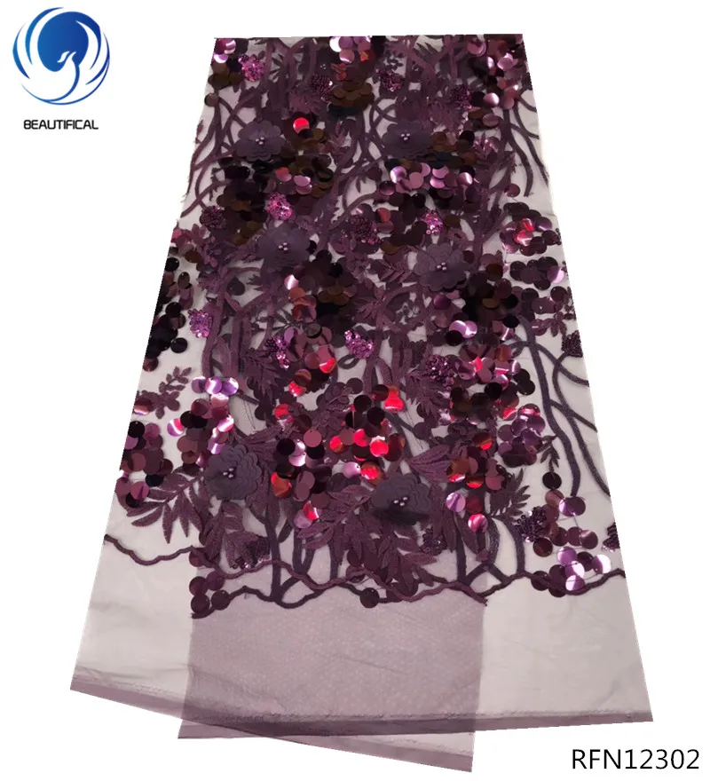 

BEAUTIFICAL 3d lace fabric sequin french tulle fabric african 3d embroidery lace fabric 5 yard/piece RFN123