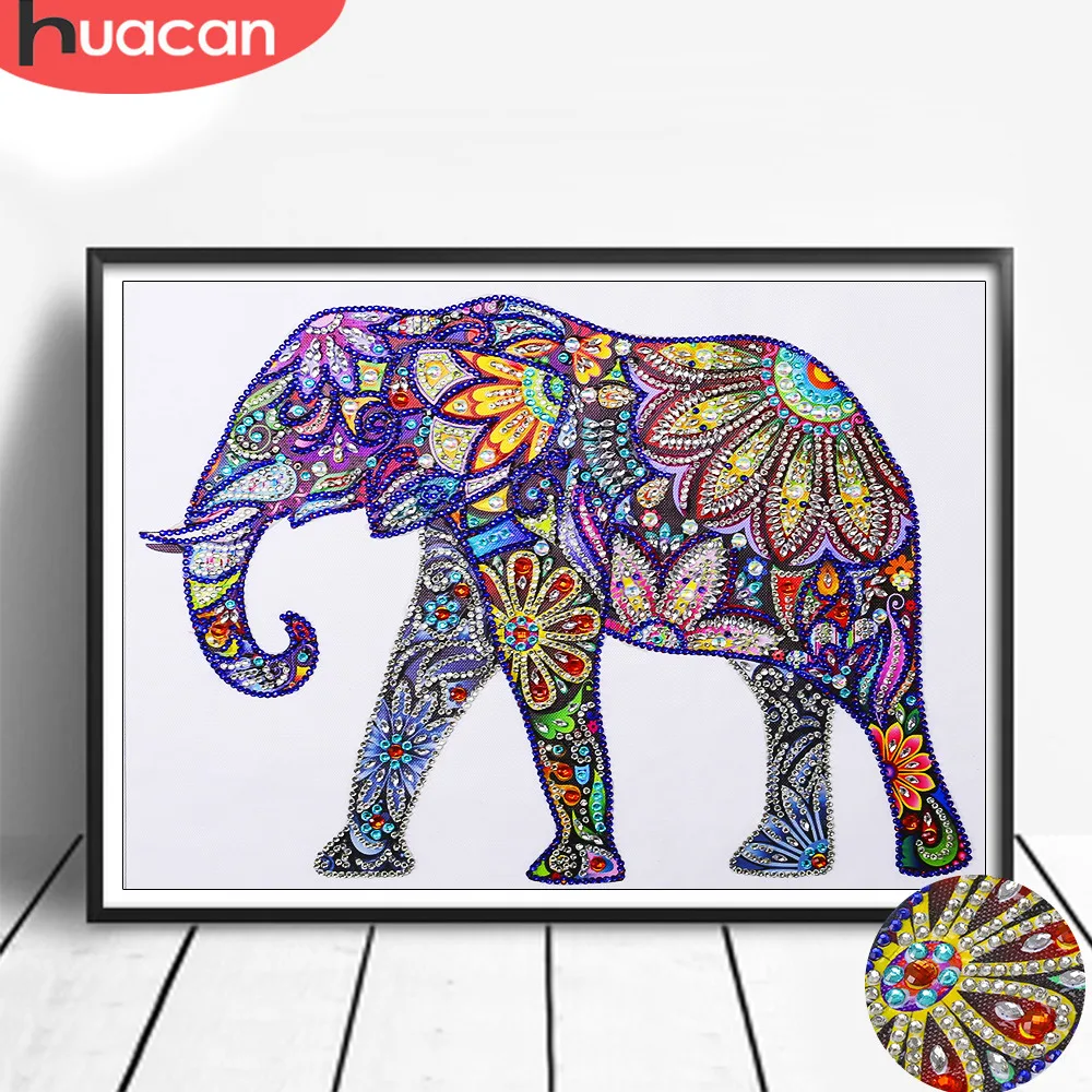 

Huacan Special Shaped Diamond Painting Cross Stitch Elephant Animal Diamond Mosaic 5D Diy Home Decoration Picture Of Rhinestone