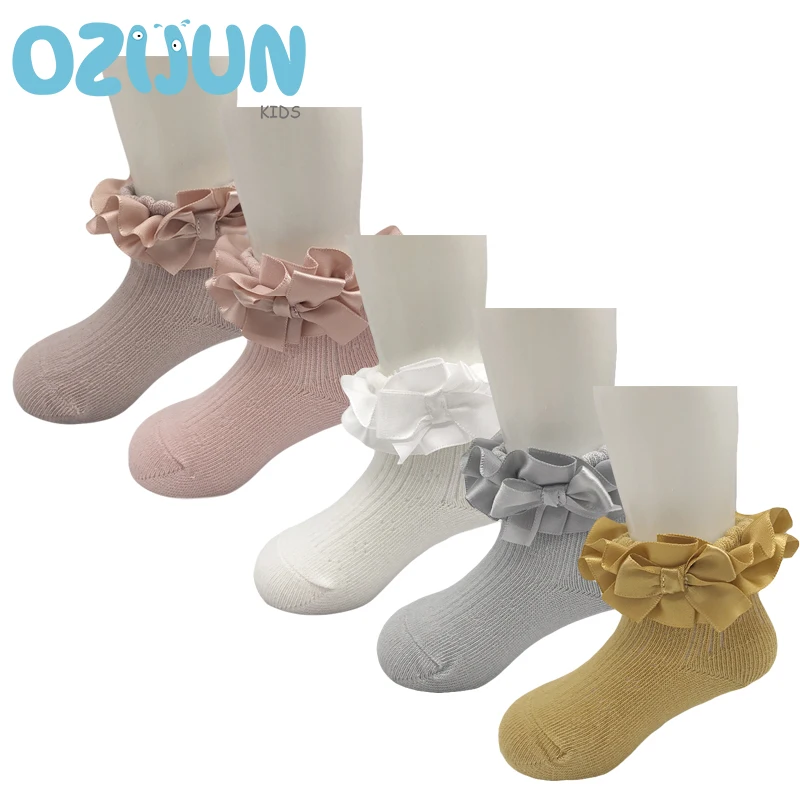 Новые поступления, Короткие двухслойные носки принцессы с кружевами для маленьких девочек от 0 до 8 лет Детские короткие кружевные носки для девочек