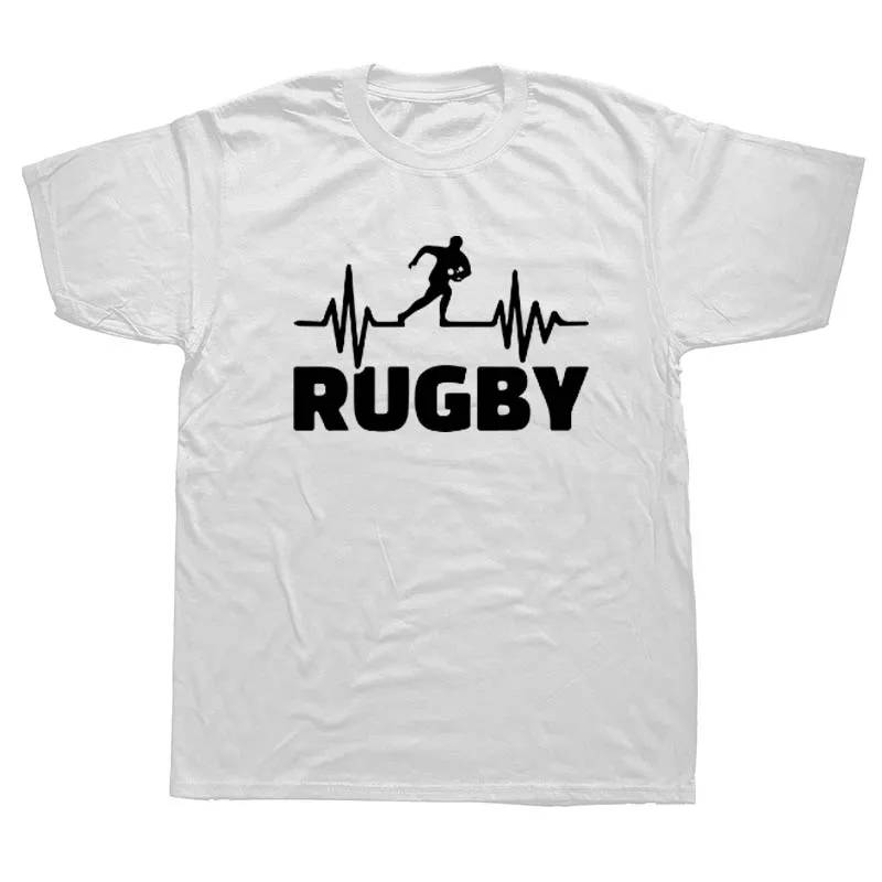 نبضات من Rugbying تي شيرت الرجال الصيف أزياء قصيرة كم T قميص القطن مضحك المطبوعة قمم رجل المحملة