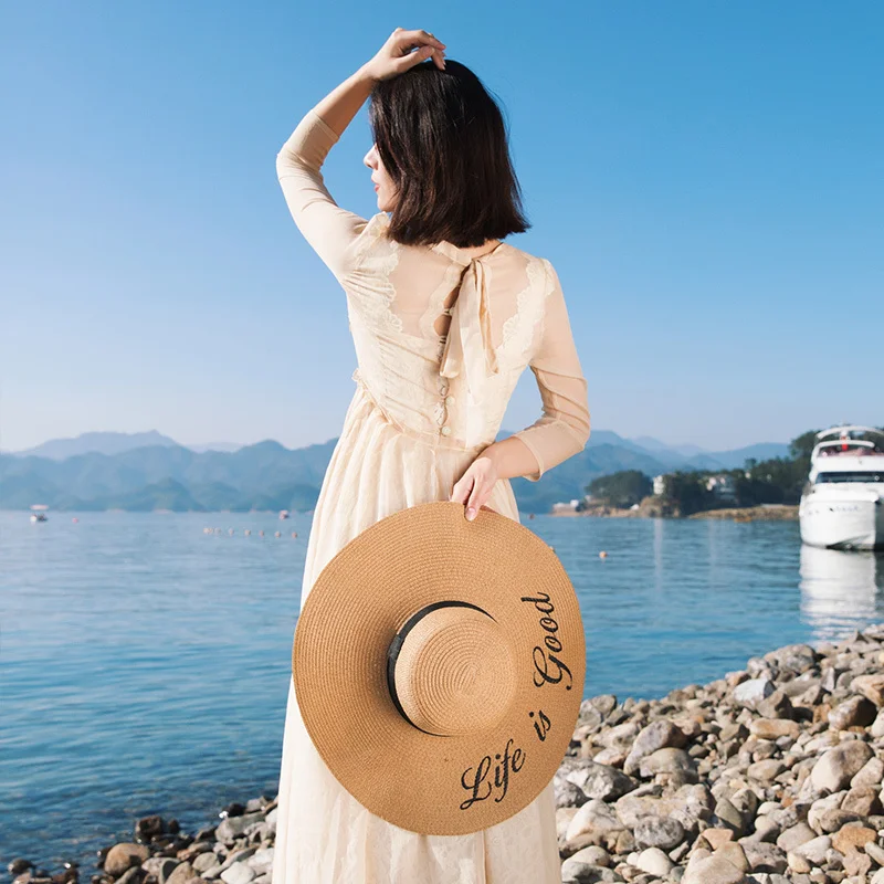 Large brim floppy floppy hat sun hat beach women hat foldable summer uv protect travel casual hat female