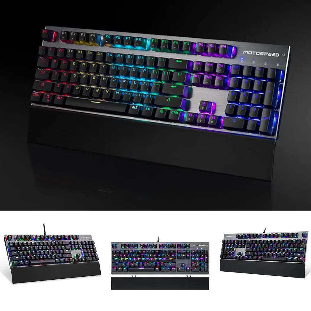 Оригинальная механическая клавиатура Coocheer 104 клавиши RGB синий переключатель
