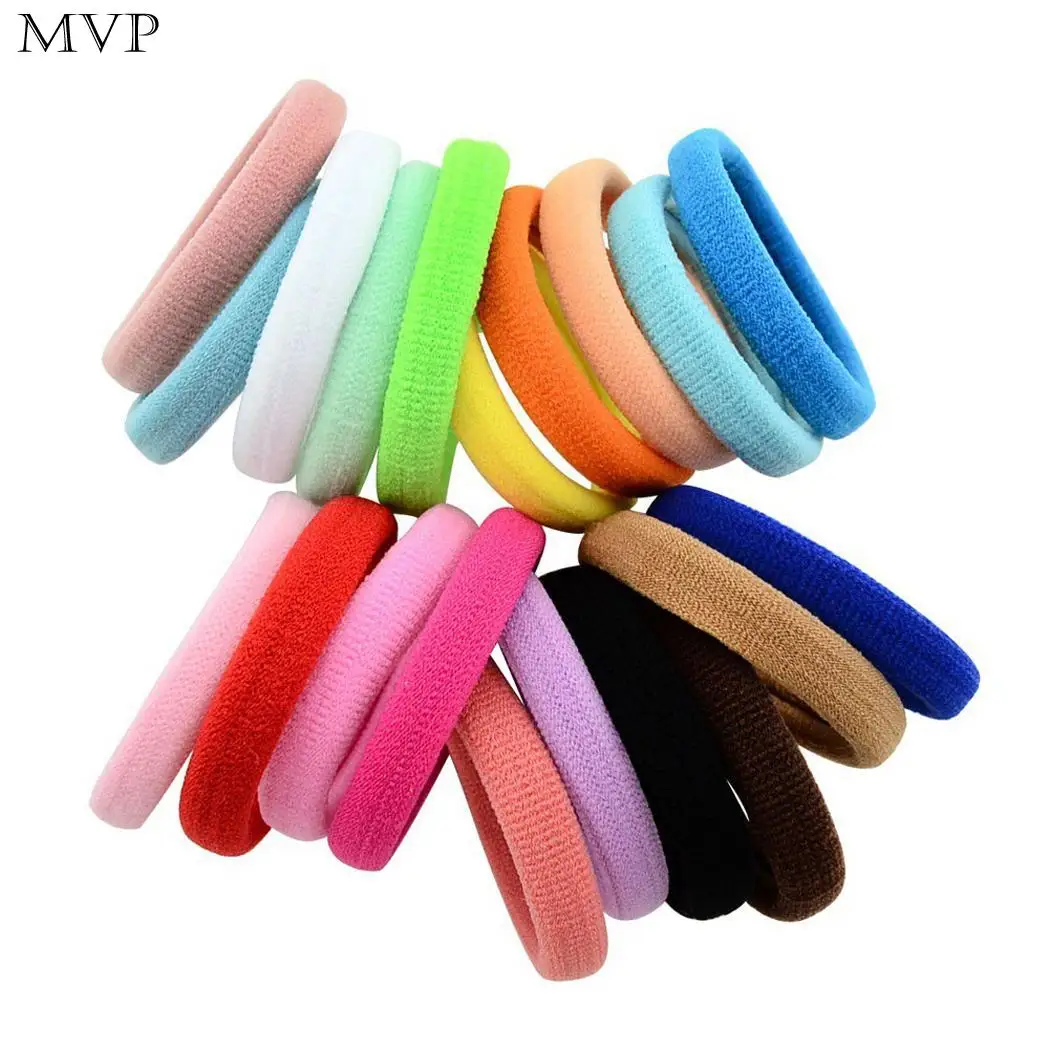 

20 Pcs/Pack Girls Fashion Headwear Mixed Casual Elastic, Solid Color Packaging Elastic Hair Rope