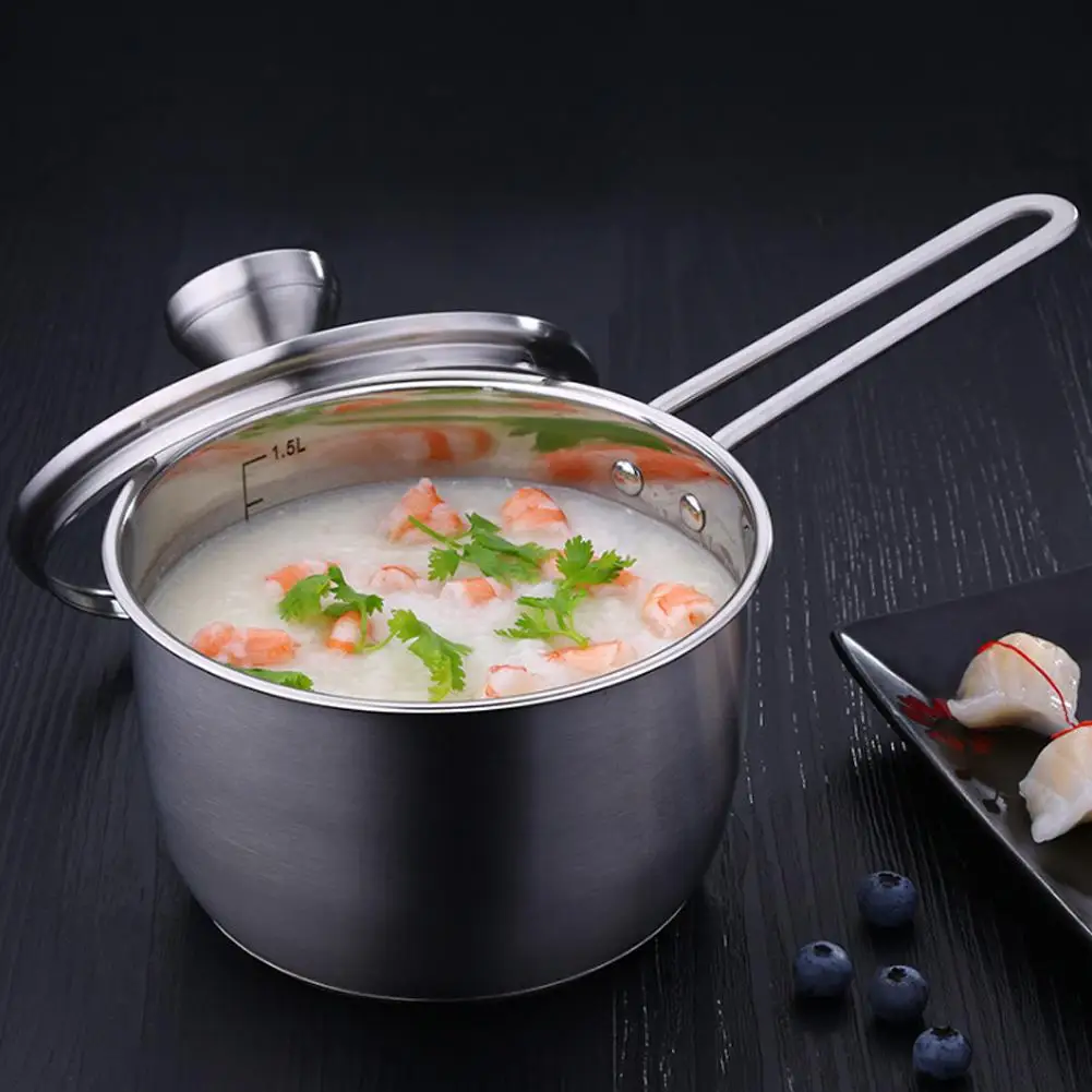 

New Stainless Steel Milk Pot Baby Food Milk Pan Single Handle Cooking Pot Kitchen Home Supplies New