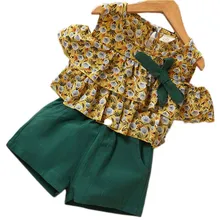 Kids Clothes Suits Summer Style Girls Children Clothes Suits Cute Pattern T-shirt+Short Pants 2Pc Kids Casual Clothes Sets