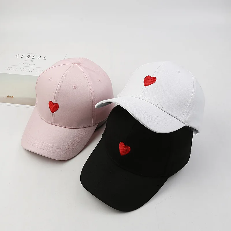 

New hats for men and women embroidered love Korean cotton sunhat hip-hop sunshade duck tongue baseball hat wholesale