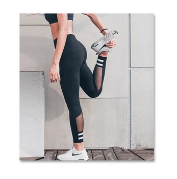 

Mesh Push Up Leggins Fitness Female Sport Yoga Running Pants Women Sport Leggings Black