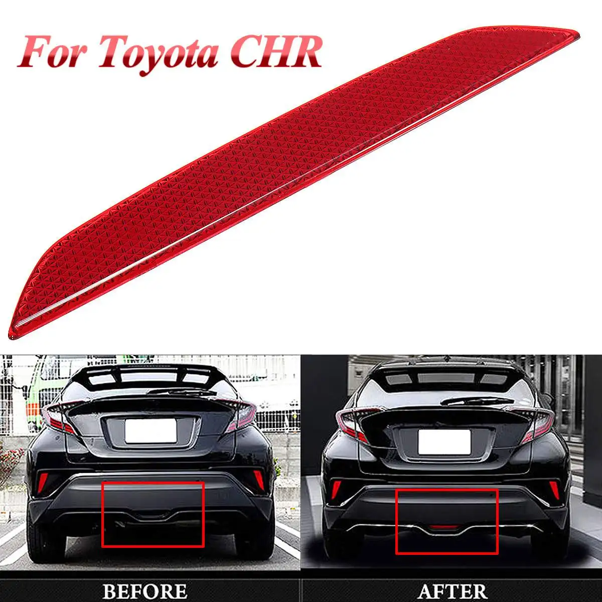 

1PCS Red Plastic Rear Tail Stop Lamp Brake Light Trim Fit for Toyota C-HR/CHR 2016-2018