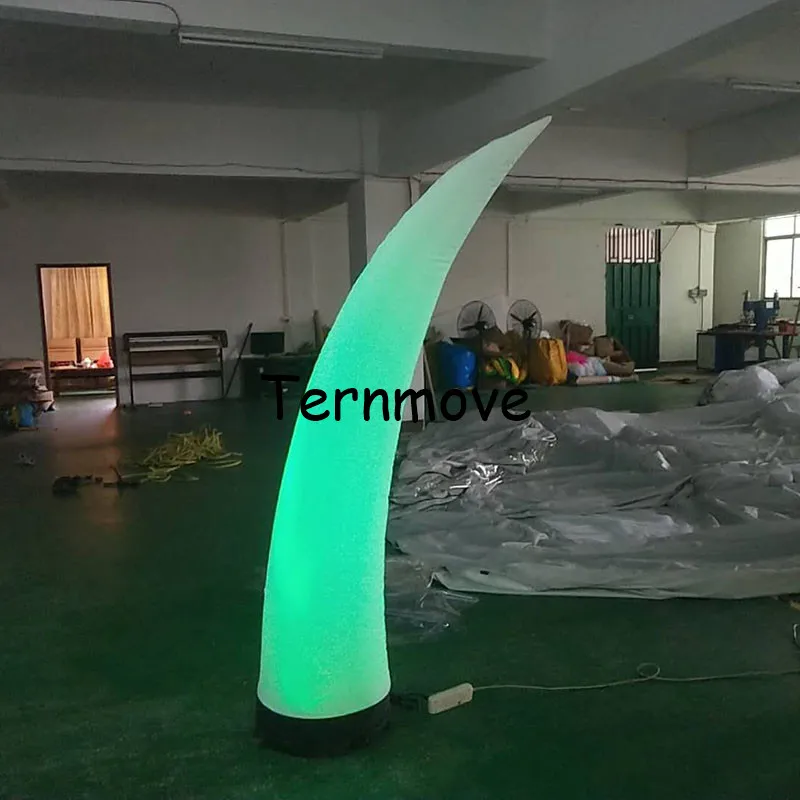 

Inflatable LED ivry Customized LED light party inflatable tusk,curve cone with stand base air blower for decoration of wedding