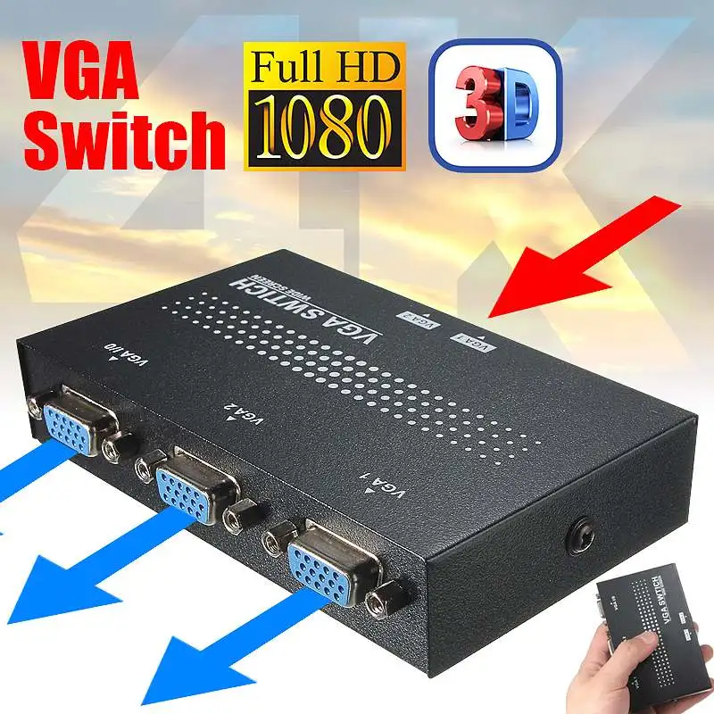  Original Universal 2 Port Hub USB 2.0 KVM SVGA VGA Switch Box Monitor Adapter Connects Printer Inte