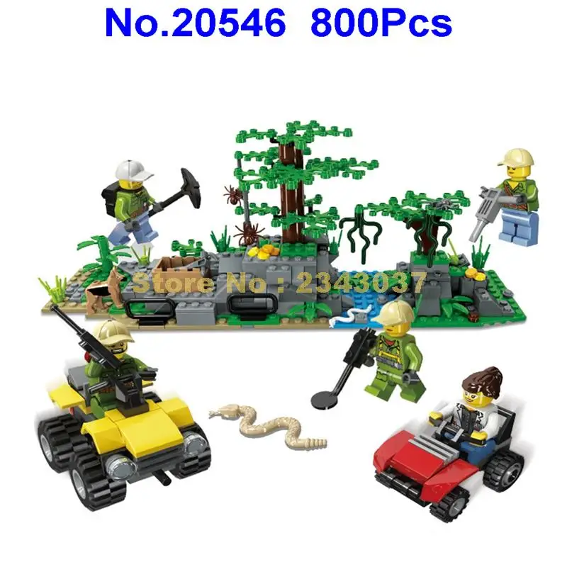 

20546 800pcs 6in1 Jungle Mountain Volcano Expedition Team Building Block Toy