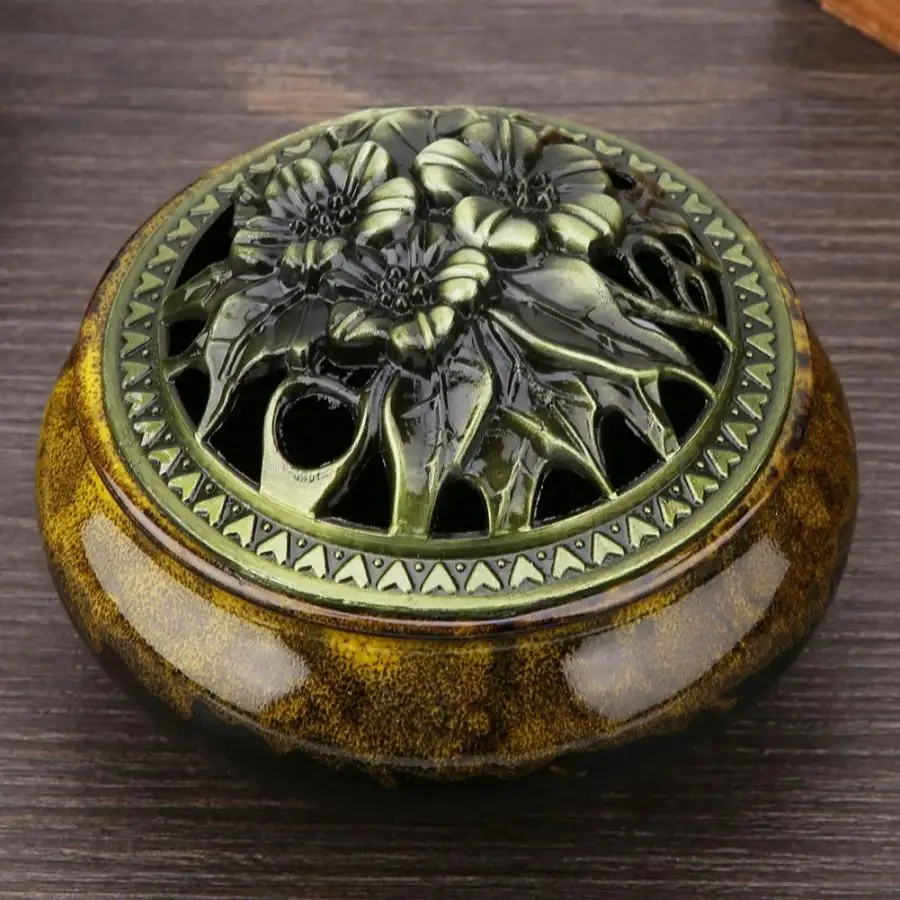 

Incense Burner with Calabash Incense Stick Holder Porcelain Charcoal Censer for Resin Granular Powder Cone or Coil Incense