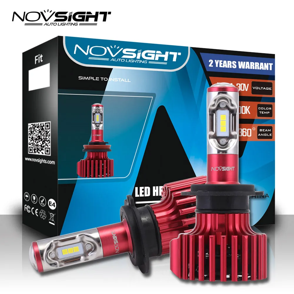 NOVSIGHT 2 шт. светодиодный фар автомобиля лампы Комплект H4 H7 свет H11 9005 HB3 9006 HB4 10000LM 6000 K