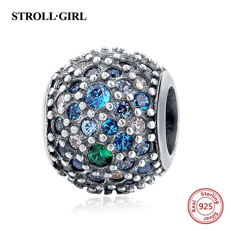 Colors Crystal CZ Stone Charms Fit DIY Charms Silver 925 Original In Beads Sterling Silver Bracelet Authentic Jewelry Making