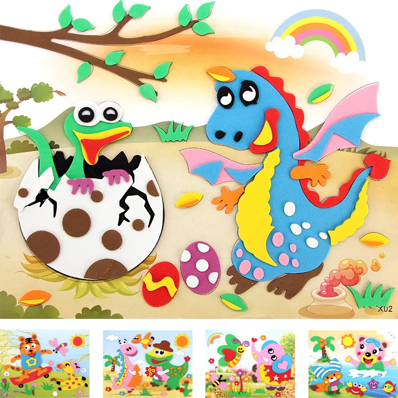 Happyxuan 20 designs Large Eva Foam Sticker Craft Kits Motessori