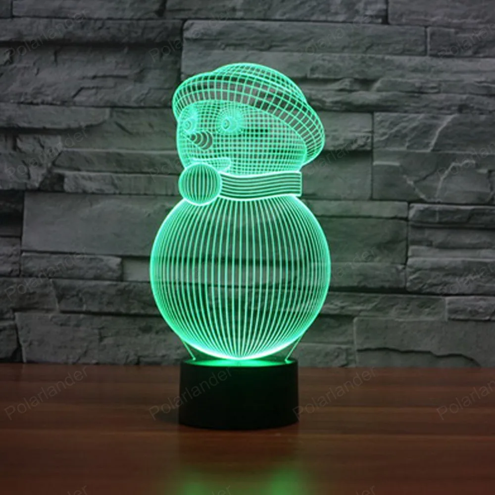 Creative visual three - dimensional light Christmas snowman creative Colorful 3D energy saving LED illusion lamp | Автомобили и