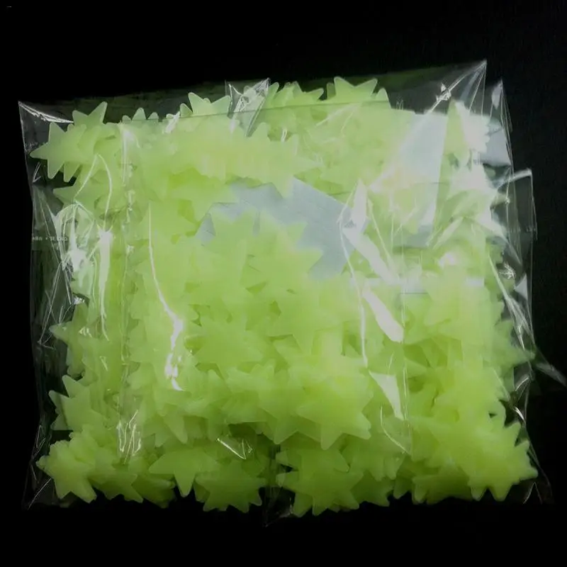 100 قطعة/المجموعة الأطفال غرفة نجمة مضيئة معجون جدار المنزل السقف لوحات فنية للديكور صائق مضيئة الظلام الفلورسنت جدار لصق