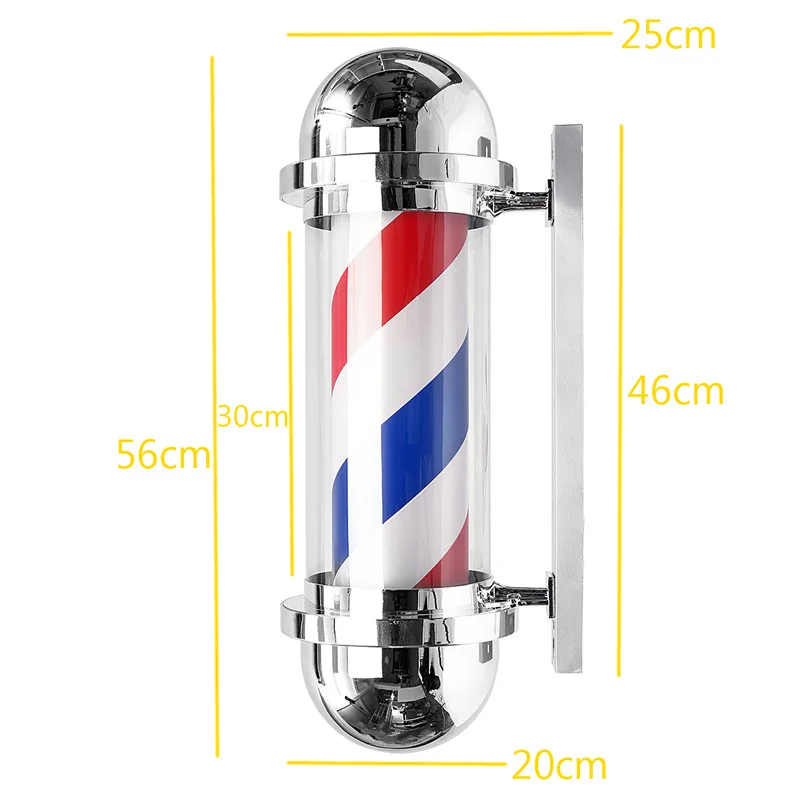 

220V 8W LED Barber Shop Sign Pole Light Red White Blue Stripe Design Roating Salon Wall Hanging Light Lamp Beauty Salon Lamp