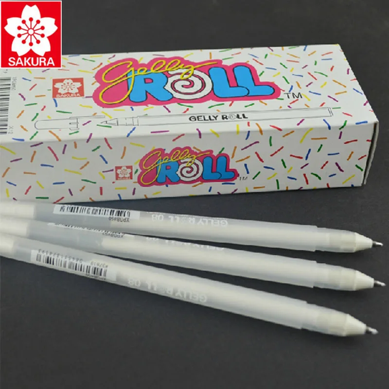 

12 Pcs/Lot Sakura WHITE Gold Gelly Roll Water Based 0.7 Mm XPGB#50 Gel Pen Made In Japan
