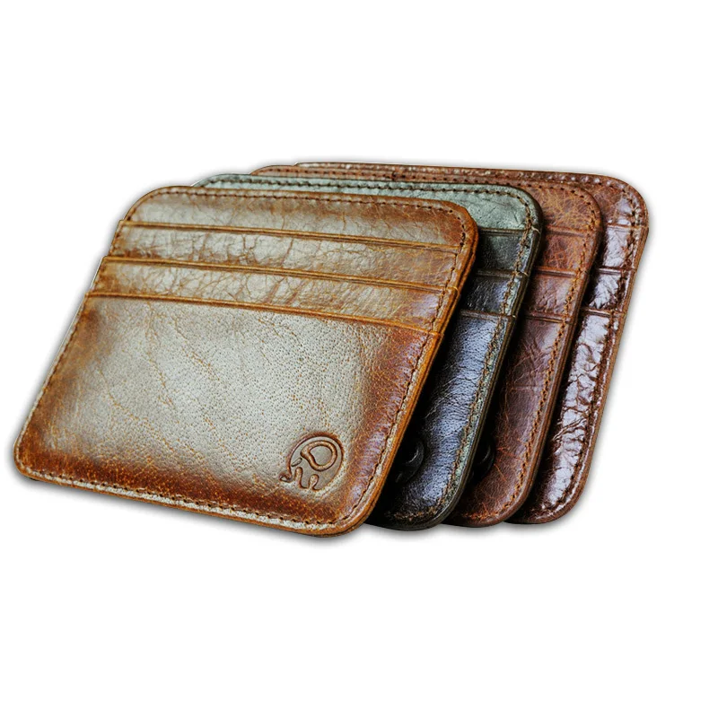 

Slim Leather Men Wallet Business Card Holder Bank Cardholder Leather Cow Pickup Package Bus Card Holder Multi-card-bit Pack Bag