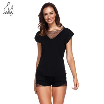 

Maidy 2019 New Fashion Pyjamas Women Set V-Neck Modal Summer Pyjama Femme Shorts Sleep Lounge Sexy Lingerie Sleepwear