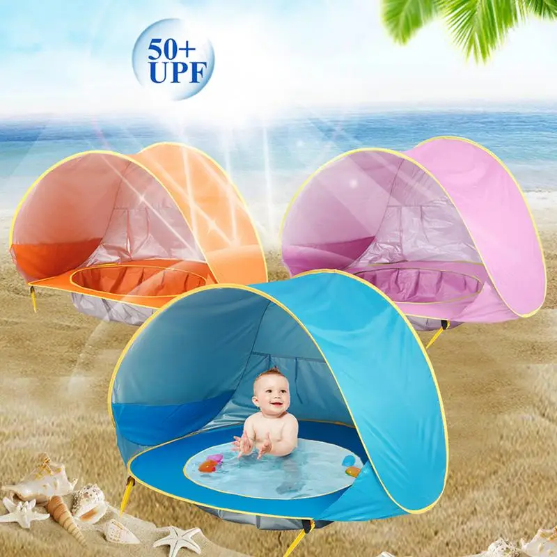 

Baby Beach Tent Uv-protecting Sunshelter With A Pool Waterproof Pop Up Awning Tent Kid Outdoor Camping Sunshade Beach Dropship