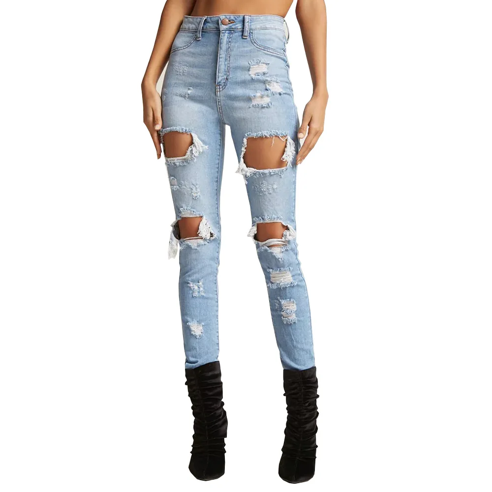 Women Ripped Jeans Elastic Destroyed Hole Pants Denim Ripped Jeans Casual High Waist Loose Pants Boyfriend Jeans Plus Size Women Ripped Jeans Elastic Destroyed Hole Pants Denim Ripped Jeans Casual High Waist Loose Pants Boyfriend Jeans Plus Size