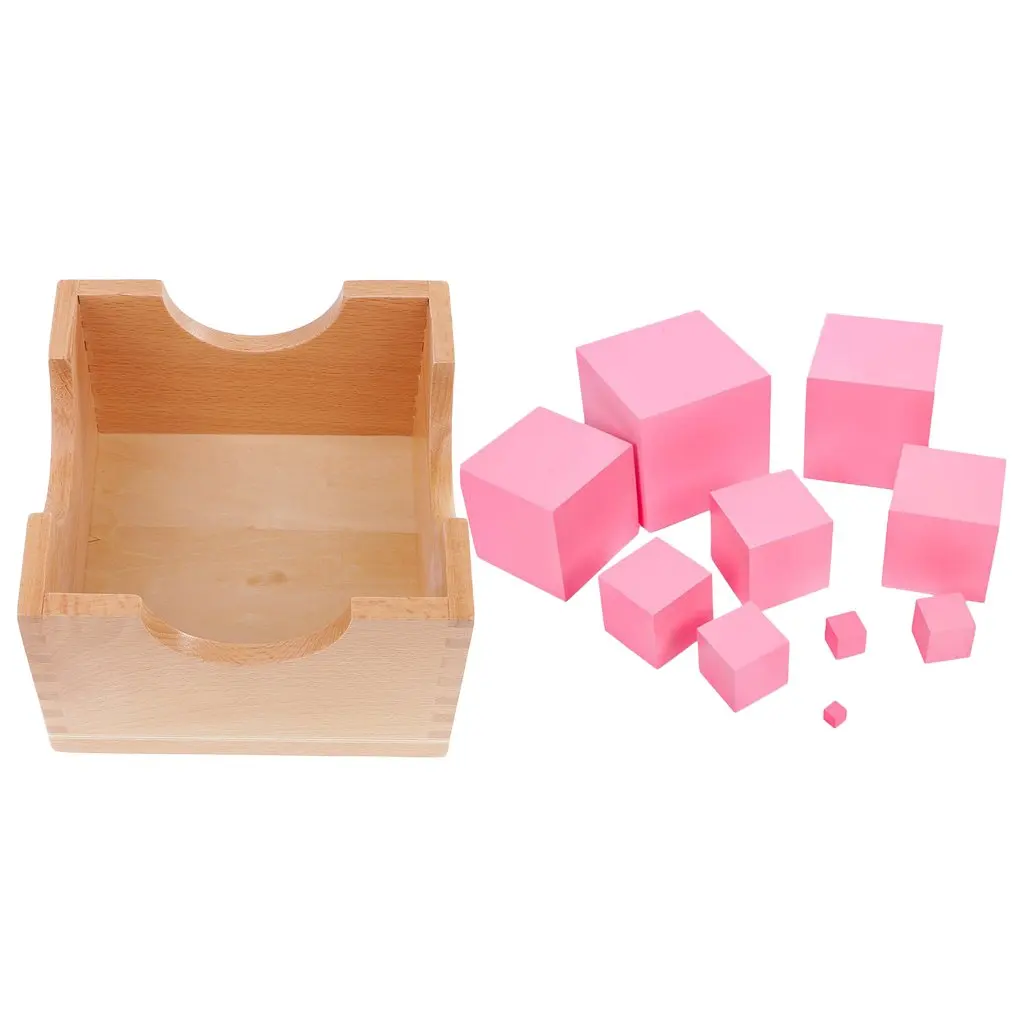 

Montessori Sensory Toys 11 Blocks Pink Tower with Stand Development of Children's Intelligence Educational Game for Kids