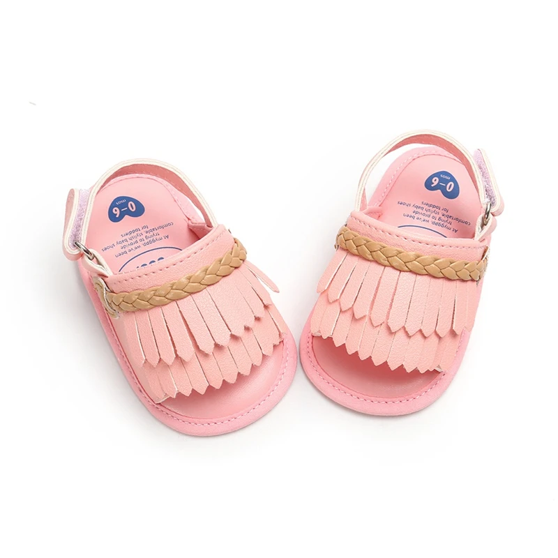 Низкая цена потери продажи для маленьких девочек детская обувь, Новорожденные с кисточками на мягкой подошве Нескользящие Детские кроссовки сандалии для малышей обувь детская обувь