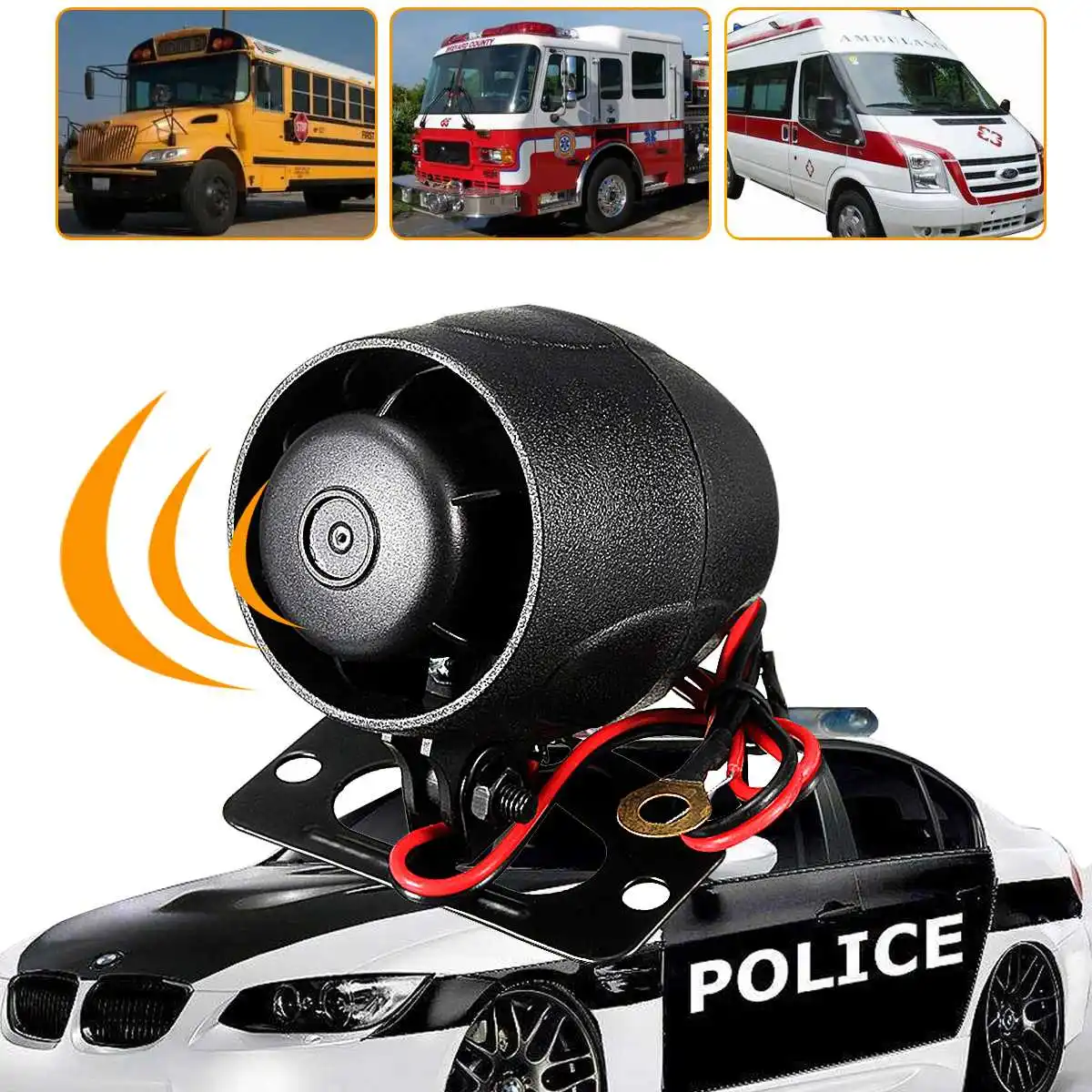 

1Pcs Safurance 12V DC Car Van Truck Auto Bike Vehicle Alarm Warning Siren Horn Security Black Home Safety