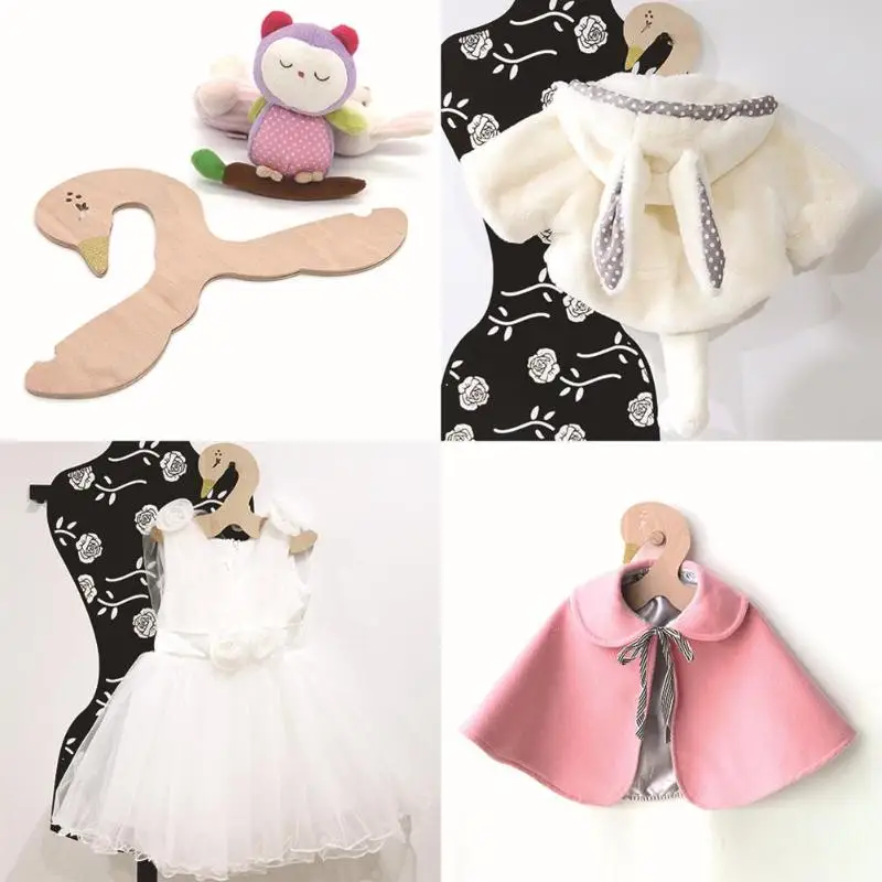

Wooden Swan Shape Hangers Silk Bow Racks for Children's Clothing Nordic Style Children Room Decorate Hook Wall Coat Hanger Racks