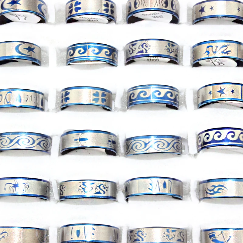 Vintage Retro Style Stainless Steel Rings For Men and Women Fashion Round Bulk Punk Wholesale Design Mixed Styles Finger | Украшения и