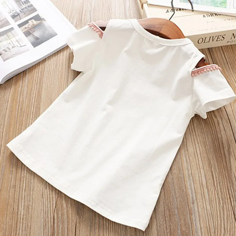 Girls Dresses  New Lovely Girls White Tee Shirt And Pink Dress  2Pcs Clothes Set Girls Easter Dress Children Clothing 
