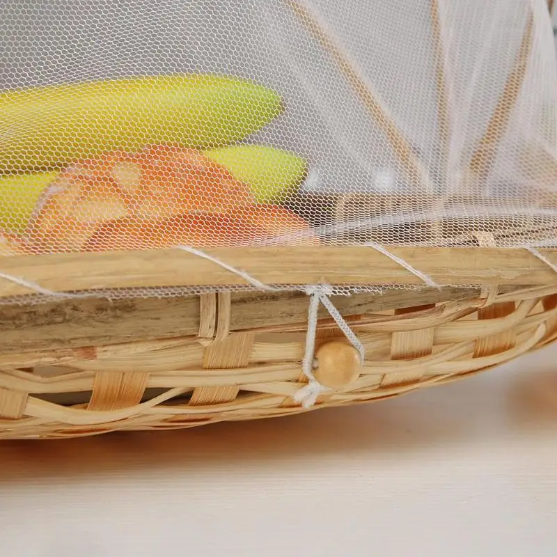 Бамбуковая плетеная корзина ручной работы с марлей, Пылезащитная корзина для еды, фруктов, овощей, хлеба, Экологичная корзина для выпечки