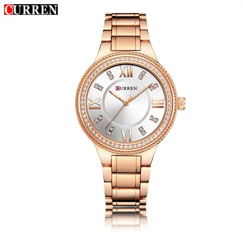 

CURREN 9004 Top Luxury Brand Women Quartz Watch Crystal Design Ladies wristwatches relogio feminino
