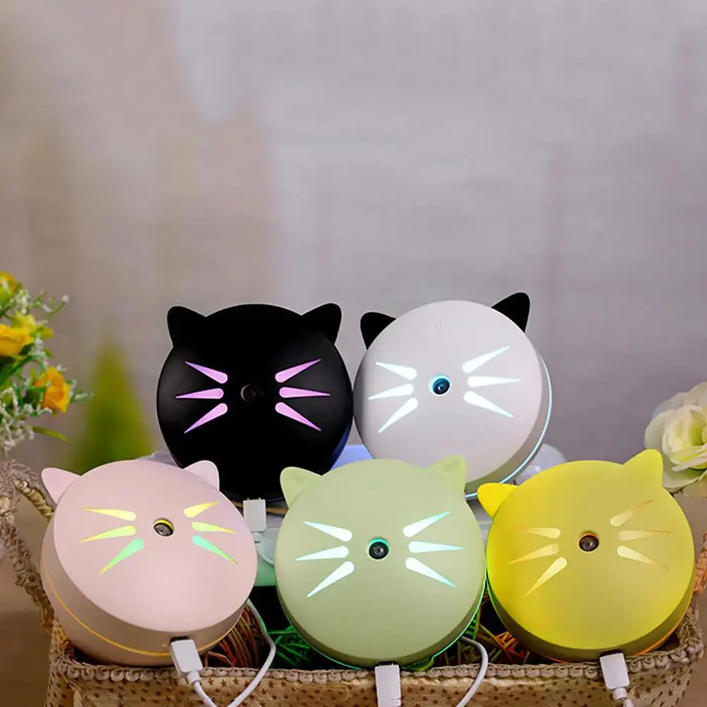 

Cute Cat Shape Home LED Night Light Humidifier USB Moist Diffuser Air Ornament Light Green