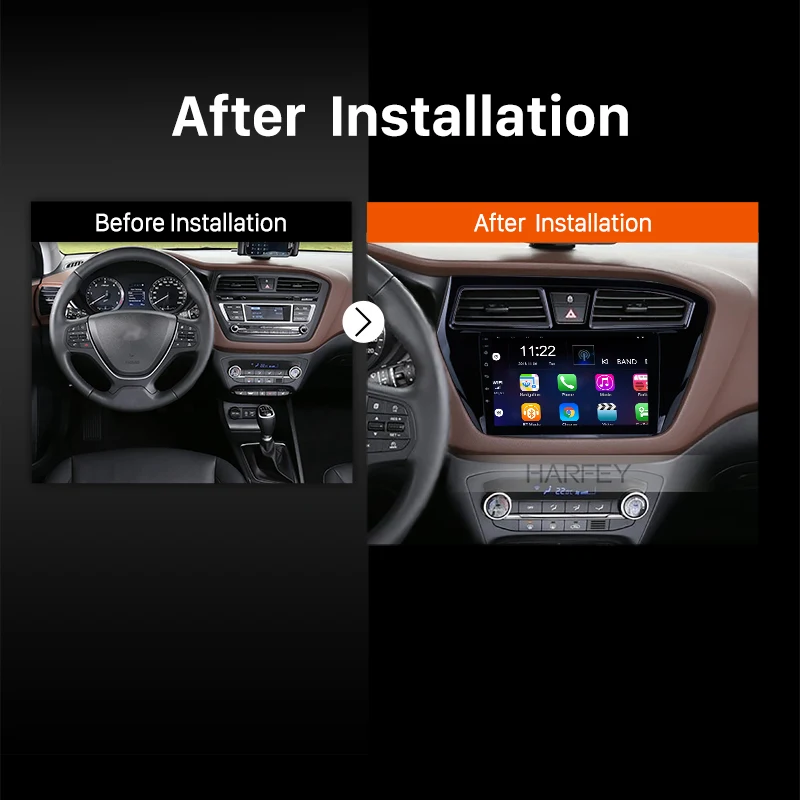 Discount Harfey 9 inch Android 8.1/9.0 2Din Car Radio WIFI Bluetooth QuadCore Multimedia Player For 2014 2015 HYUNDAI I20 Left Hand Drive 5