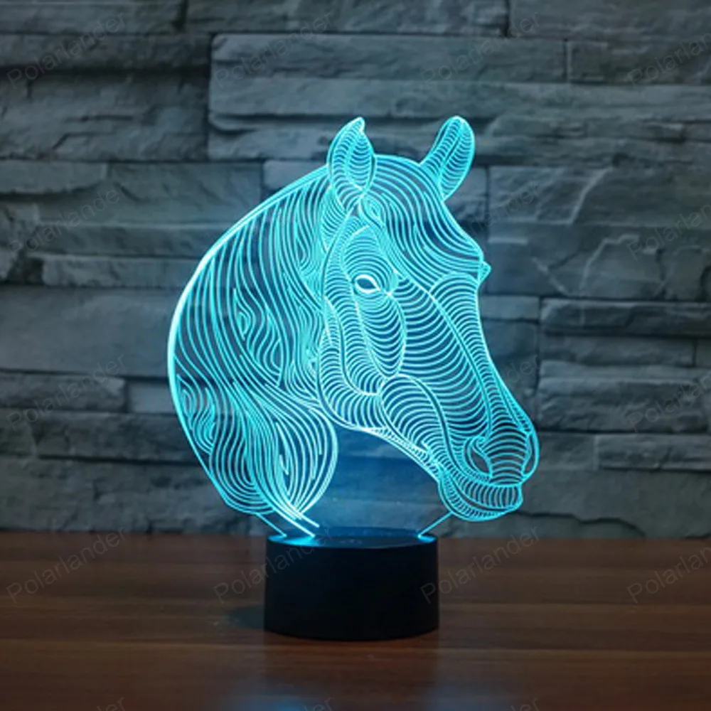 Новый Лошадь 3D огни сенсорный Светодиодный лампа vitage Dragon Атмосфера декоративные
