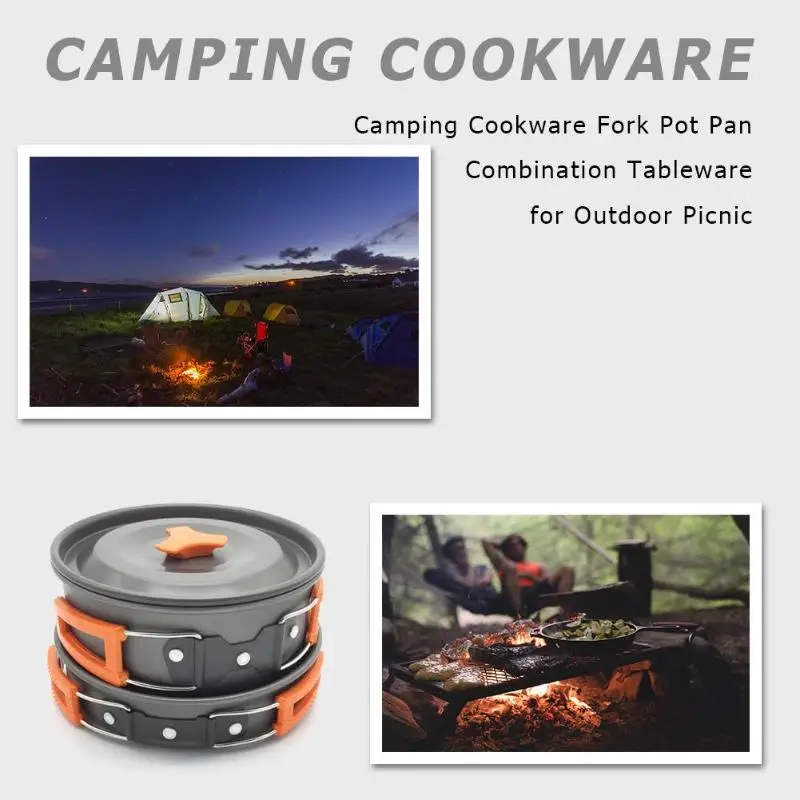 Ultraligero utensilios Camping utensilios al aire libre juego de vajilla de senderismo Picnic mochila Camping vajilla olla Pan 1-2persons