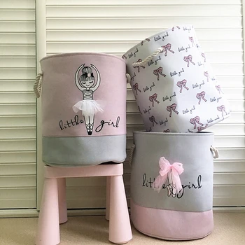 

Foldable Laundry Basket for Dirty Clothes Pink Ballet Girl Toys baskets bag Organizer kids Home Storage washing Organization
