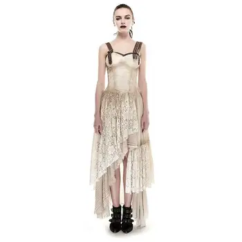 

Punk Rave Women's Steampunk Irregular Lace Maxi Slip Dress Q-291