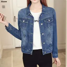 Denim Jacket Women 2018 Spring Slim Light Washed Long Sleeve Jeans Jackets Vintage Basic Coats Plus Size 5XL 6XL Oversize Xnxee цена Denim Jacket Women 2018 Spring Slim Light Washed Long Sleeve Jeans Jackets Vintage Basic Coats Plus Size 5XL 6XL Oversize Xnxee цены онлайн