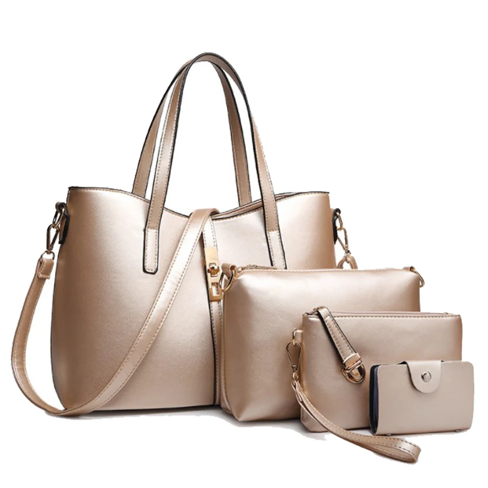 

4Pcs Fashion Women Handbags Set 2019 New Leather Shoulder Bags Large Capacity Casual Bag Female Purses And Handbags