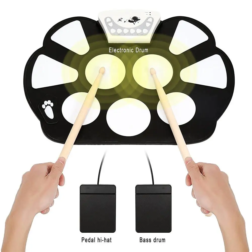 Слэйд свернутый электронный барабан Pad Kit цифровая USB MIDI Клавиатура силиконовый