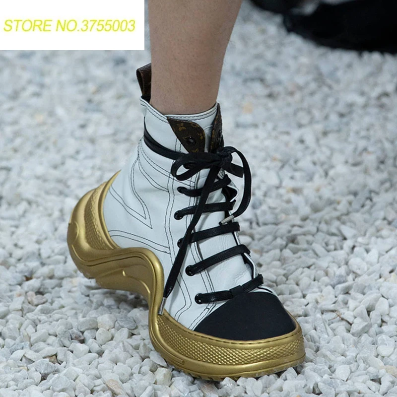 

Woman Sneakers Platform 2018 Thick Heel Woman Casual Shoes High Top Knitted Woman Leisure Ankle Boots Fabric