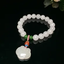 Erkek Bileklik Hetian Baiyu 10 мм браслет из бисера с ручной St и для Ping'an Длинная жизнь Висячие бусины