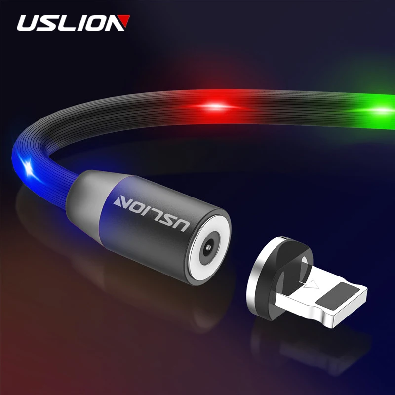 USLION 1 м светодиодный магнитный кабель mi cro usb type c кабель для зарядки 2.1A type-c кабель для Xiaomi mi 9 samsung S9 магнитное зарядное устройство