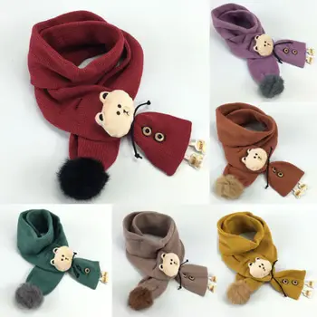 

2018 New Kids Winter Baby Cartoon Animal Pattern Fashion Scarf Warm Neck Warmer Scarves Wool Knitting Christmas Gifts