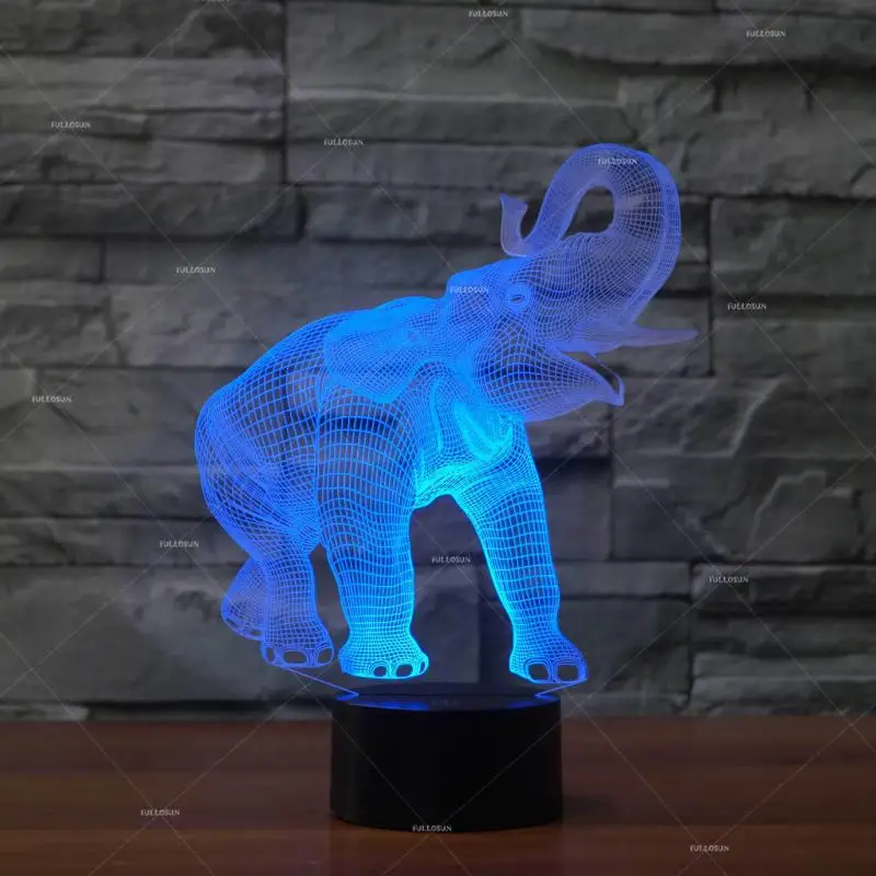 Животное слон 7 цветов Изменение 3d ночник Led настольная детская лампа подарок Фуле Прямая с фабрики 3d светильники